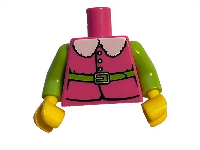 Torso Jacket with Fur Collar and Lime Belt Pattern (BAM) / Lime Arms / Yellow Hands