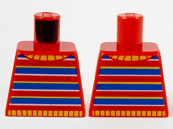 Torso Sweater, Bright Light Orange Collar, Yellow, Blue and White Stripes Pattern