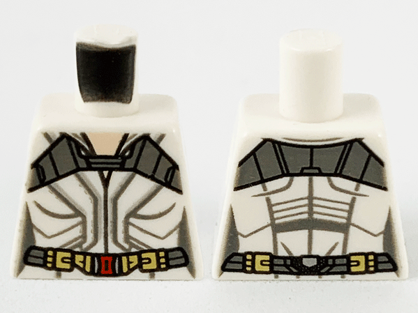 Torso Female Jumpsuit, Light Nougat Neck, Dark Bluish Gray Shoulder Panel and Design Lines Pattern