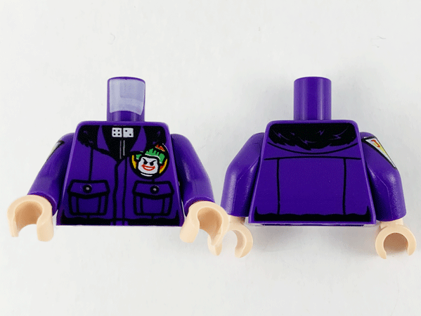Torso Jacket with Pockets and Joker Logo Pattern / Dark Purple Arm Left / Dark Purple Arm Right with Joker Cards Pattern / Light Nougat Hands