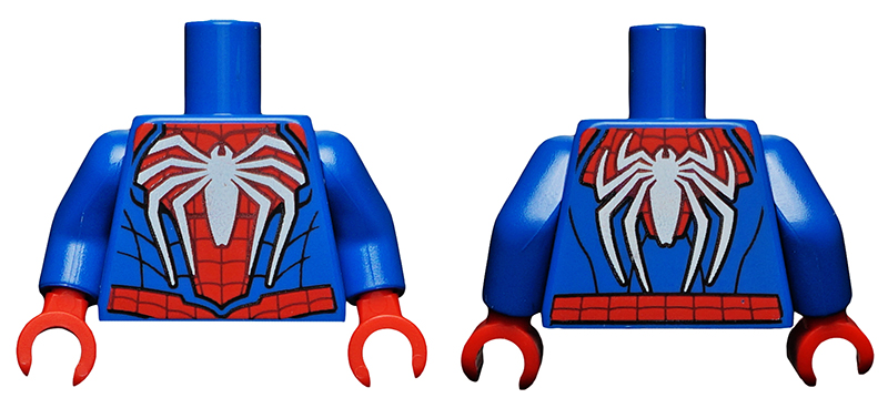 Torso Spider-Man Costume PS4 Black Webs and Large White Spiders Pattern / Blue Arms / Red Hands