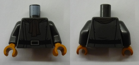 Torso SW Shirt with Black Belt, Silver Buckle and Reddish Brown Scarf Pattern (Labria, Kardue'sai'Malloc) / Pearl Dark Gray Arms / Dark Orange Hands