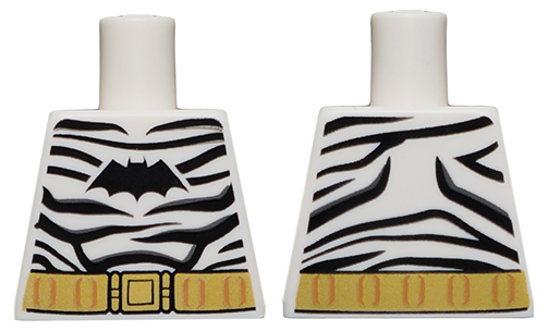 Torso Batman Costume Zebra with Black Stripes, Gold Belt and Black Logo Pattern