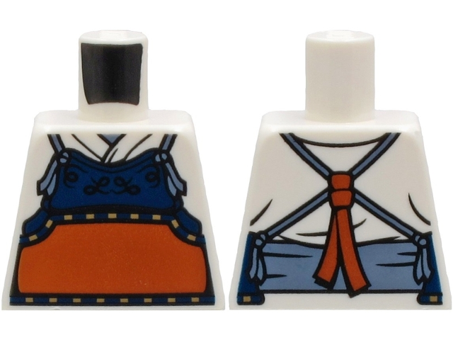 Torso Robe with Dark Blue and Dark Orange Bogu Armor, Sand Blue Straps and Belt Pattern