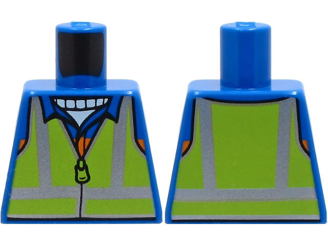 Torso Safety Vest with Silver and Lime Reflective Stripes over Jacket with Orange Stripe Pattern