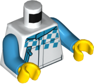 Torso Racing Jacket with Checkered Pattern and Zipper Pocket / Dark Azure Arms / Yellow Hands