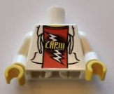 Torso Jacket over Red Shirt with Lightning Bolt and 'ZAP!!!' Pattern (BAM) / White Arms / Yellow Hands