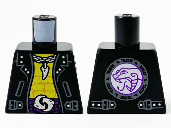 Torso Jacket, Yellow Chest, Silver Necklace with Fang Pendant and Yin Yang Belt Buckle Pattern