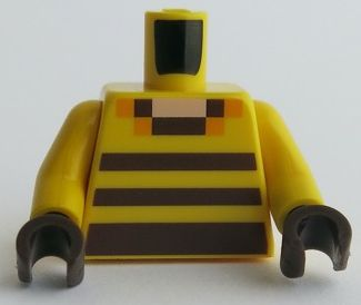 Torso Pixelated Light Nougat Neck and Dark Brown Stripes Pattern / Yellow Arms / Dark Brown Hands