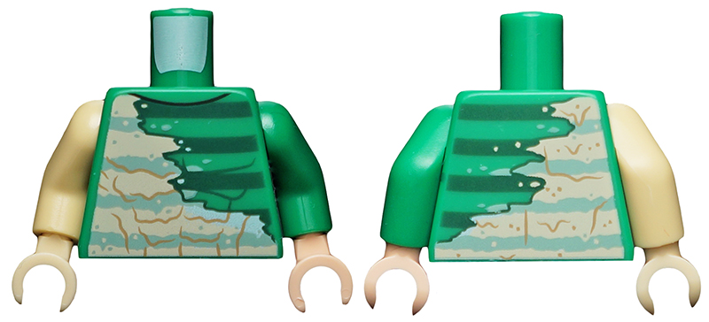 Torso Spider-Man Black and Dark Tan Muscles Outline with Dark Green Stripes Pattern (Sandman) / Green Arm Left / Tan Arm Right / Light Nougat Hand Left / Tan Hand Right