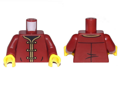 Torso Robe with Gold Trim and 3 Clasps Pattern / Dark Red Arms / Yellow Hands