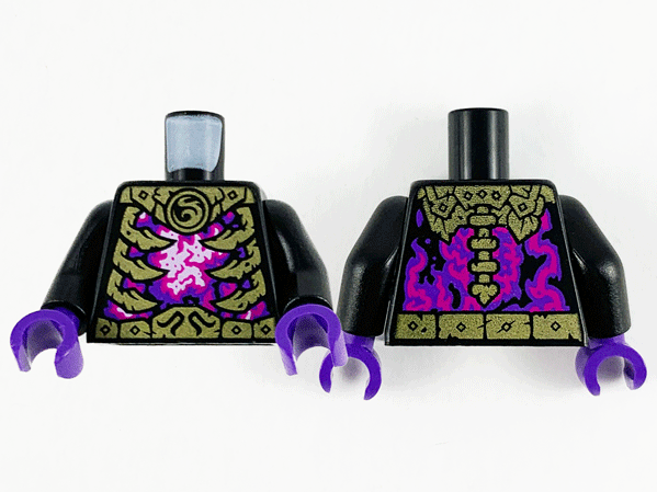 Torso Gold Armor and Ribs, Magenta, Dark Purple and White Energy Pattern / Black Arms / Dark Purple Hands