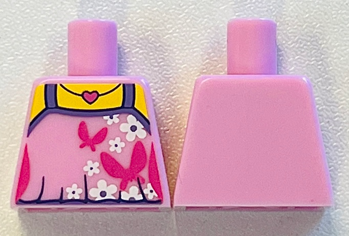 Torso Top with Dark Pink Butterflies, Heart Necklace and White Flowers without Back Print Pattern (BAM)