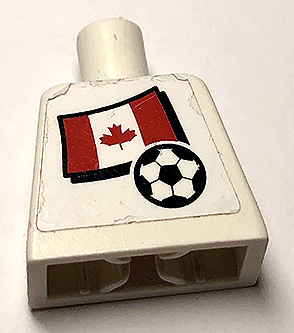 Torso Soccer White/Blue Team, Canada Flag Sticker Front, Black Number Sticker Back Pattern (specify number in listing)