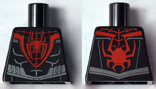 Torso Spider-Man Costume, Red Spider and Webbing, Pearl Dark Gray Muscles Outline and Belt Pattern