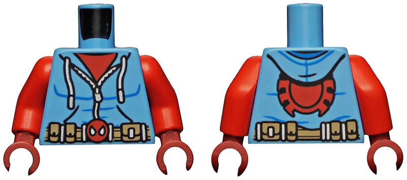 Torso Spider-Man Costume 7 Hoodie and Dark Tan Spider Belt Pattern / Red Arms / Dark Red Hands