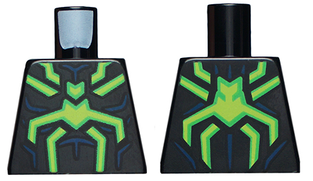 Torso Spider-Man Costume, Bright Green and Lime Spider and Dark Blue Muscles Outline Pattern