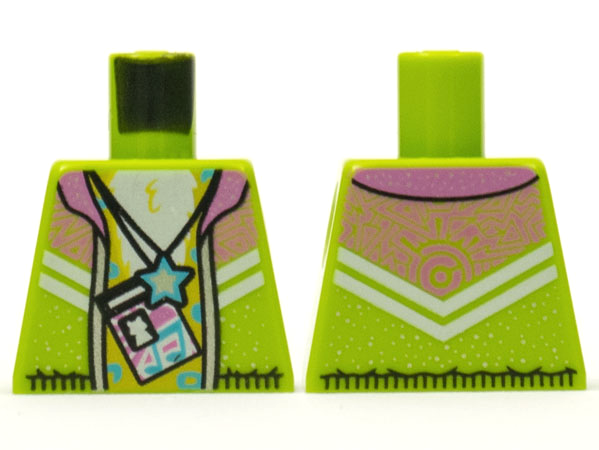 Torso Jacket with Dark Pink Collar, Yellow Chest, ID Card, Medium Azure Rosettes and Star Pendant Necklace Pattern