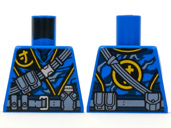 Torso Tunic, Yellow Ninjago Logogram Letter J, Dark Bluish Gray Belts and Pouches Pattern