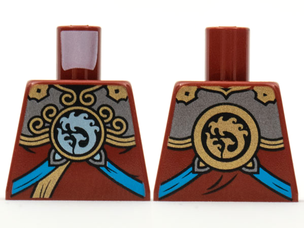 Torso Gold and Dark Silver Armor, Metallic Light Blue Nya Logo and Dark Azure Straps Pattern