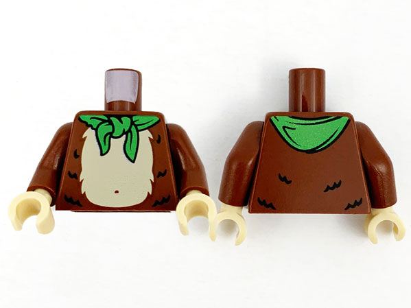 Torso Bright Green Bandana, Tan Stomach and Chest Fur Pattern / Reddish Brown Arms / Tan Hands
