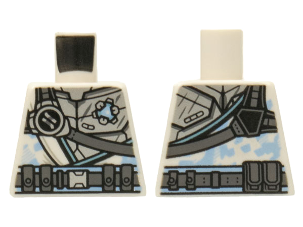 Torso Armor Silver with Ninjago Logogram Letter Z, Dark Bluish Gray Strap and Utility Belt Pattern