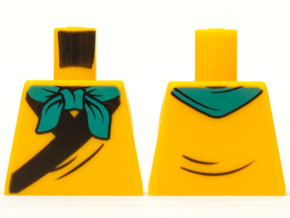 Torso Tunic, Dark Turquoise Bandana, Black Hems Pattern