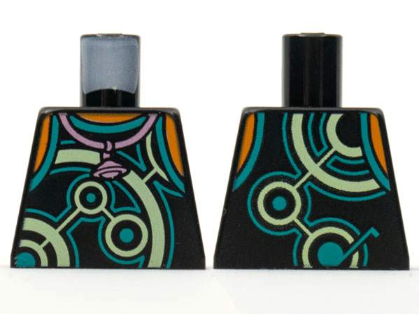 Torso Tank Top Metallic Pink Planet Pendant Necklace, Dark Turquoise and Yellowish Green Circle Design Pattern