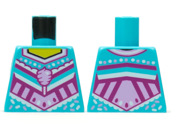 Torso Female Yellow Neck, Bright Pink Cotton Candy, White and Magenta Decoration Pattern