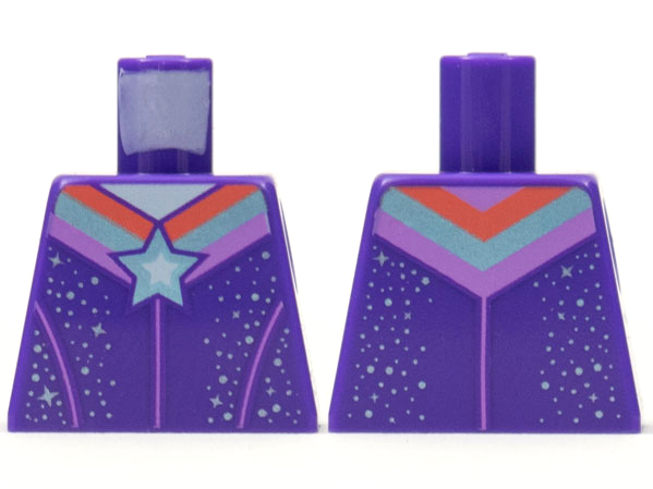 Torso Metallic Light Blue Star and Sparkles with Stripes Pattern