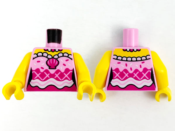 Torso Female Yellow Shoulders, Pearl Necklace, Magenta Shell and White Sprinkles and Trim Pattern / Yellow Arms / Yellow Hands