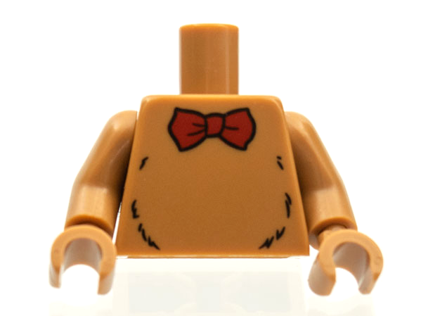 Torso Red Bow Tie and Black Fur Lines Pattern (BAM) / Medium Nougat Arms / Medium Nougat Hands