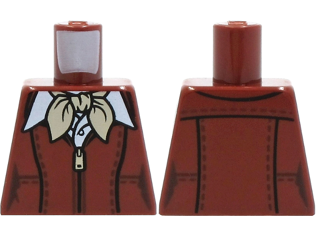 Torso Leather Jacket with Zipper and Tan Scarf over White Shirt Pattern