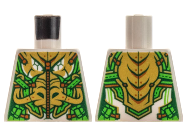 Torso Armor Bright Green with Gold Highlights and Dragon Face Pattern
