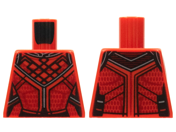 Torso Tang, Ornate with Black Ribbing, Dark Red Trim Pattern