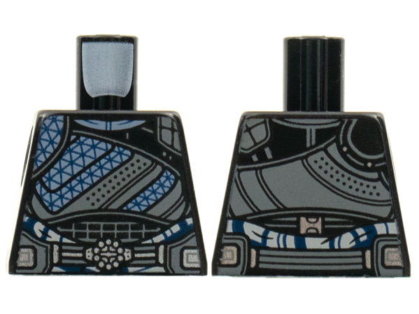 Torso Armor, Dark Bluish Gray Trim, Dark Blue Webbing, Silver Ten Rings Buckle Pattern