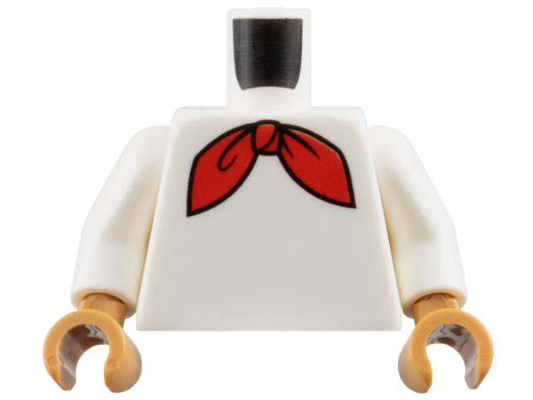 Torso Red Neckerchief Pattern / White Arms / Medium Nougat Hands