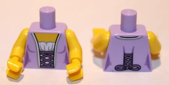 Torso Female Corset, White Blouse and Lace Up Back Pattern (BAM) / Yellow Arms / Yellow Hands