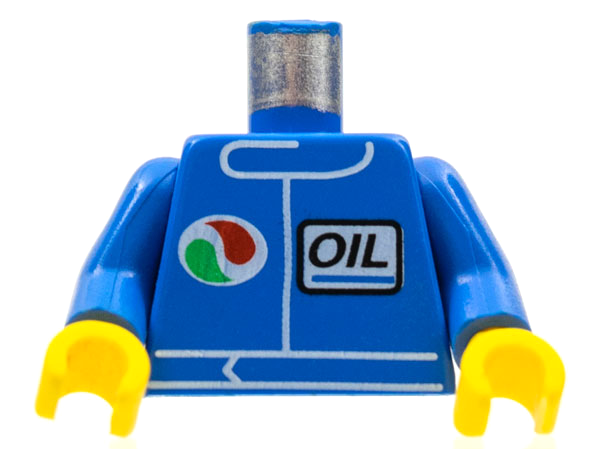 Torso Octan Logo and Italic Font 'OIL' Pattern / Blue Arms / Yellow Hands