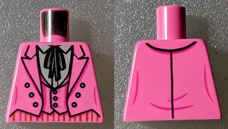 Torso Batman Suit Jacket with Vest, Light Bluish Gray Shirt with Collar and Black Tie Pattern