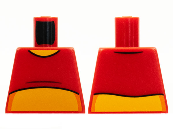 Torso Shirt, Bright Light Orange Neck and Midriff Pattern