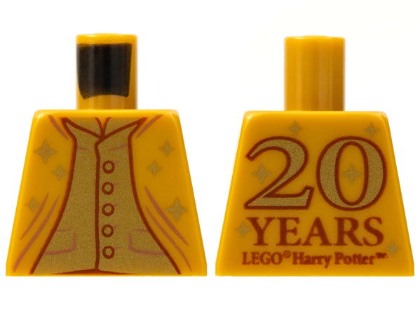 Torso Jacket with Gold Stars over Gold Shirt with 5 Buttons, '20 YEARS LEGO Harry Potter' on Back Pattern