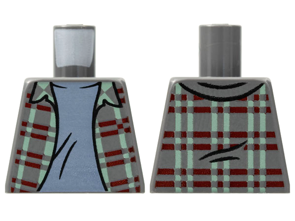 Torso Flannel Shirt with Dark Red and Sand Green Stripes over Sand Blue T-Shirt Pattern
