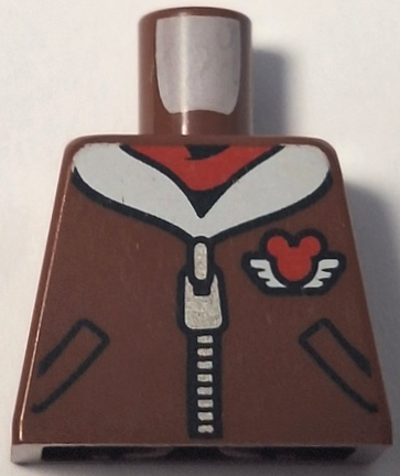 Torso Aviator Jacket with Zipper and White Fur Collar, Red Scarf and Mickey Mouse Logo Pattern