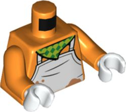 Torso Checkered Bandana and White Apron, Ties and Lime Spatula on Back Pattern / Orange Arms / White Hands
