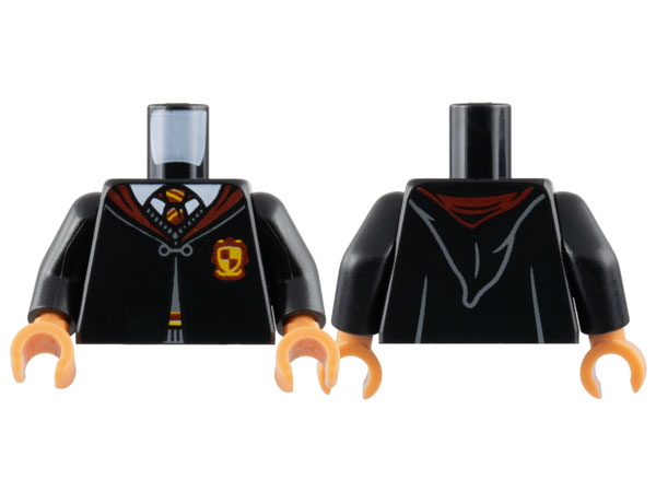 Torso Hogwarts Robe Clasped with Gryffindor Crest, Sweater, Shirt and Tie Pattern / Black Arms / Nougat Hands