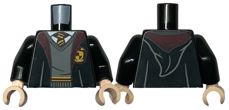 Torso Hogwarts Robe Open with Gryffindor Crest, Sweater, Shirt and Tie Pattern / Black Arms / Light Nougat Hands