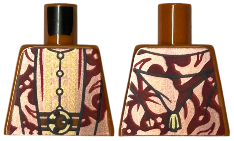 Torso Harry Potter Robe, Copper and Dark Red with Gold Belt, Buttons and Trim Pattern