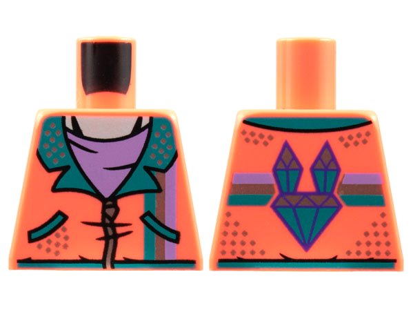 Torso Jacket, Dark Turquoise Lapels, Silver Zipper and Speckles, Medium Lavender Shirt Pattern