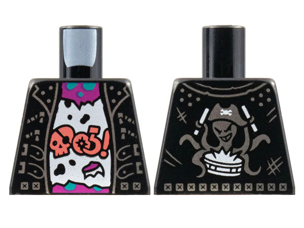 Torso Vest with Silver Trim, Tattered White Shirt, Squid on Back Pattern